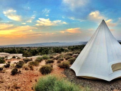 Desert teepee camping outside Moab, UT